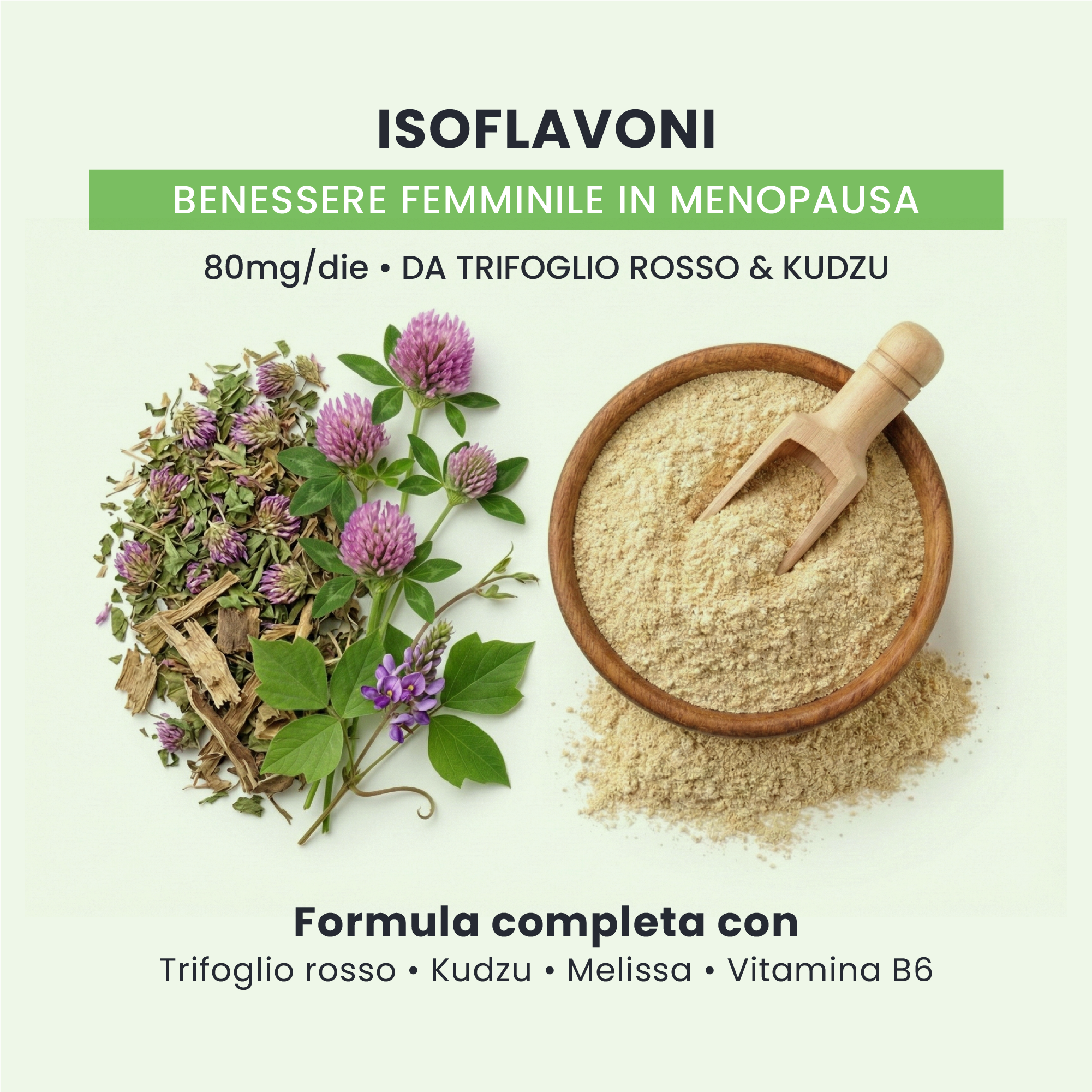 Isoflavoni da Trifoglio rosso e Kudzu in WOMAN HARMONY GALUJA per il benessere femminile in menopausa.