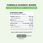 Formula di WOMAN HARMONY GALUJA con trifoglio rosso, melissa, kudzu e vitamina B6 per dose.