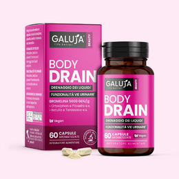 BODY DRAIN GALUJA, integratore per drenaggio liquidi e ritenzione idrica con flacone e astuccio