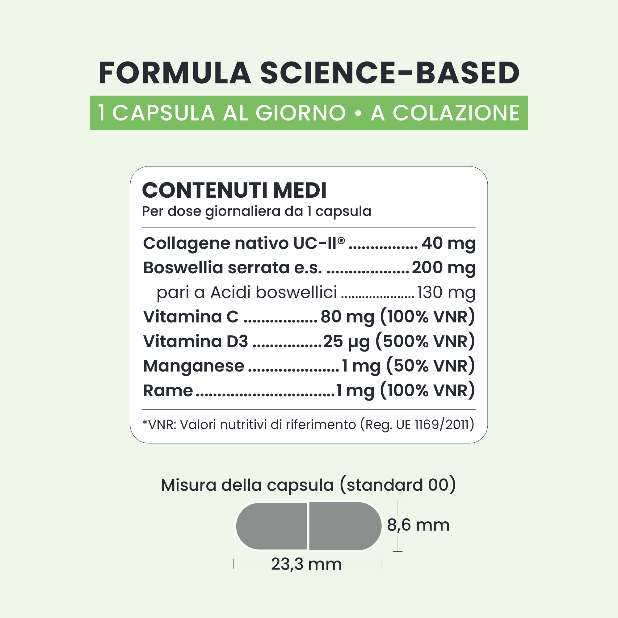 Formula BODY FLEX GALUJA con Collagene UC II, boswellia, zinco e manganese per mobilità articolare.