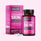 COLLAGEN SKIN GALUJA, integratore per pelle e tessuti connettivi con flacone e astuccio.