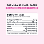 Formula di COLLAGEN SKIN GALUJA con Verisol, acido ialuronico, vitamina C e zinco.